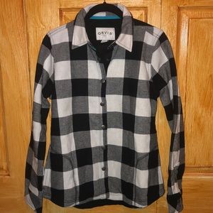 Orvis checkered snap up flannel black and gray